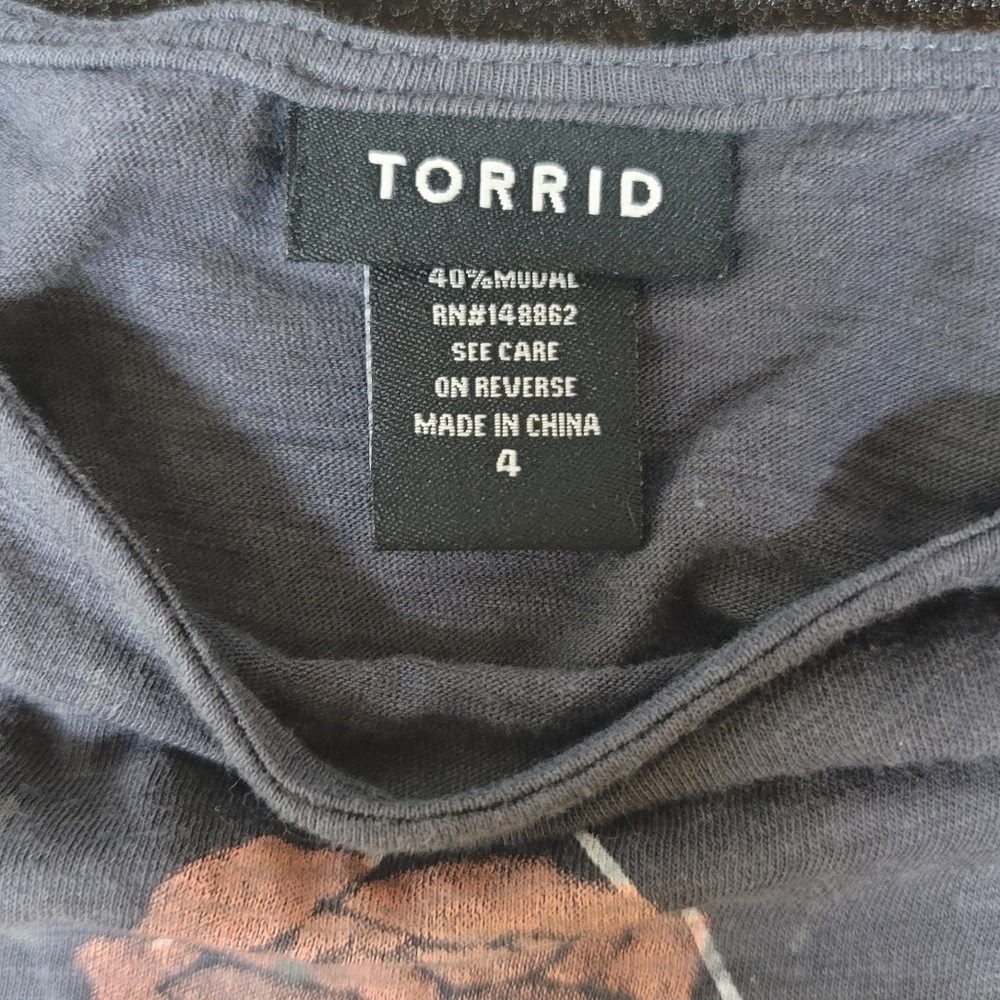 Torrid Plus Size 4, Distressed Floral Hi-Lo Tank Top - Picture 6 of 6